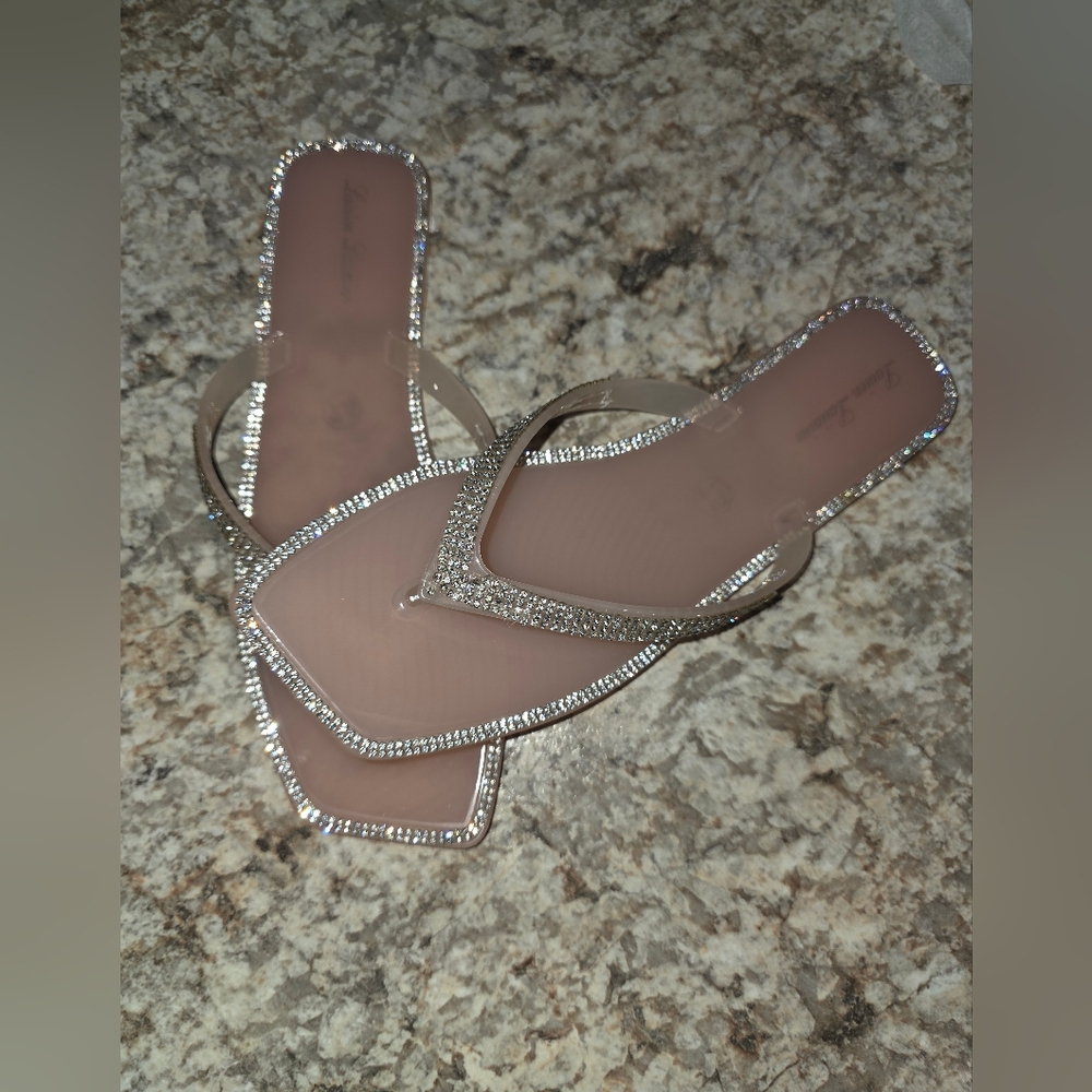 Lauren Lorriane Rhinestone Bling Tampa Jelly Flip Flops Size 7.5 New In Box